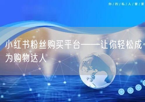 小红书粉丝购买平台——让你轻松成为购物达人