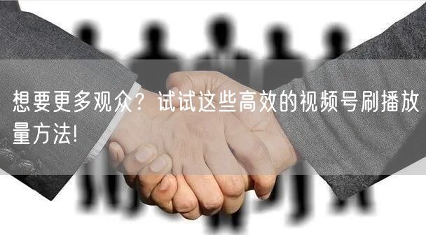 想要更多观众?试试这些高效的视频号刷播放量方法!